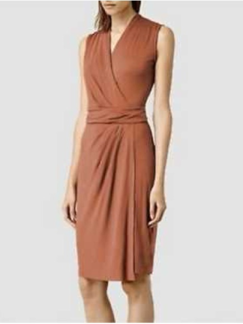 ALL SAINTS NOVI rust orange wrap dress 0 xs